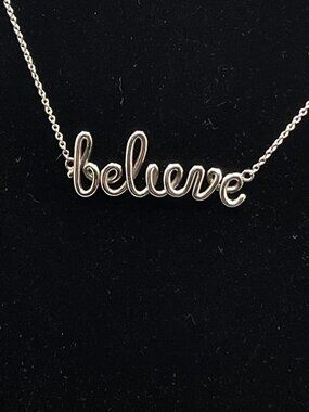 People's Cursive Sterling "Believe" Necklace.